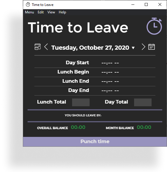 Time to Leave interface darkmode